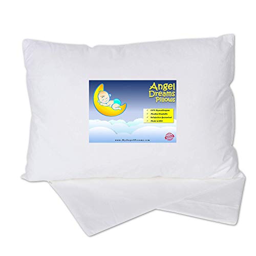 Toddler Pillow 14x19 with Pillowcase - Washable - Hypoallergenic - Made in USA