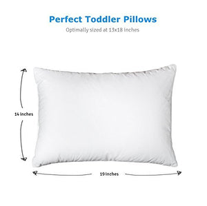 Toddler Pillow 14x19 with Pillowcase - Washable - Hypoallergenic - Made in USA